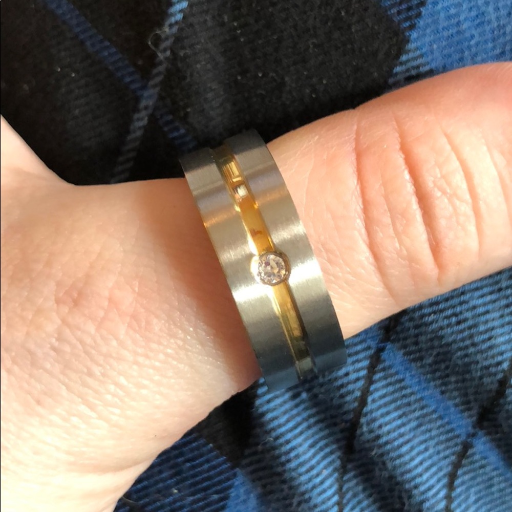 Men’s stainless steel ring with cz